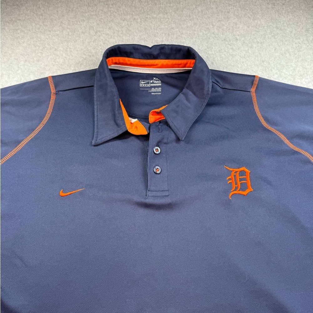 Nike Dri-Fit MLB Authentic Collection Polo Shirt Mens XXL Blue Detroit Tigers